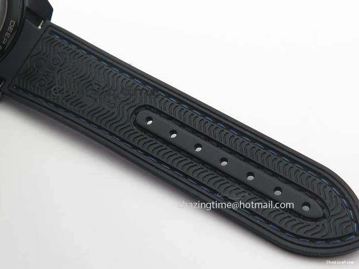 0317 Unique Planet Ocean 45mm Real Ceramic Blue BP-Maker Best Edition Black Dial On Nylon Rubber Strap A 8184